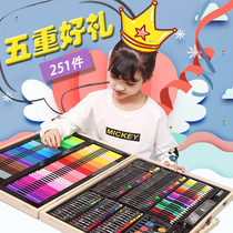 Childrens painting kit Tools non-toxic washing brush color pencil brush box boys and girls birthday present