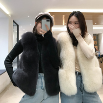  Imported whole leather fox hair vest female fur vest short slim slim Korean version of the pocket vest 2021 new