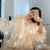  Tassel decoration section socialite style 2021 new winter imported raccoon hair encrypted car strip fur coat womens short section
