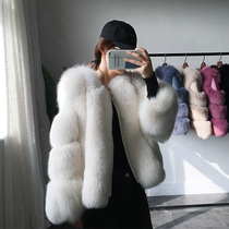  2021 new whole leather fox fur grass coat womens short fluffy coat net red winter thin long sleeves