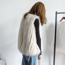  2021 autumn and winter new whole leather white raccoon hair car strip vest female Korean version slim slim short fur vest