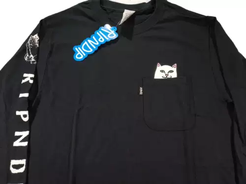 【Пятно】 Ripndip Lord Nermal с длинным рукавом карманная кошка с длинным рукавом футболка