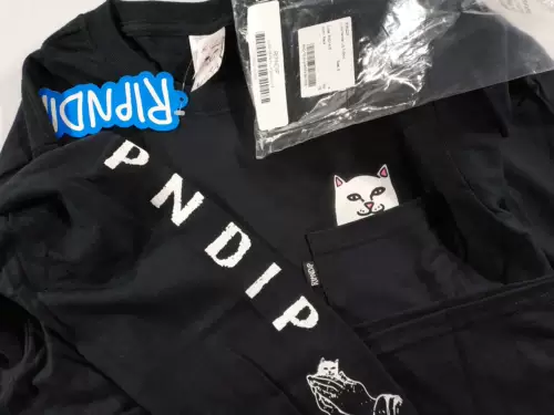 【Пятно】 Ripndip Lord Nermal с длинным рукавом карманная кошка с длинным рукавом футболка