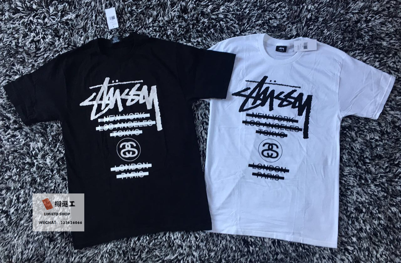 In Stock Stussy World Tour Tee Taped Wt Modified Tour Short-Sleeve T-Shirt Black and White In Stock Stussy World Tour Tee Taped Wt Modified Tour Short-Sleeve T-Shirt Black and White