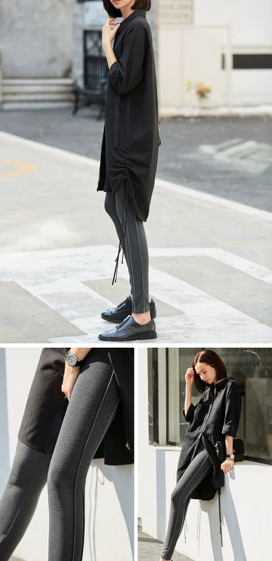 JII AMII2019 mùa thu mới mặc quần legging đen phần mỏng Slim co giãn eo cao quần nữ - Khởi động cắt