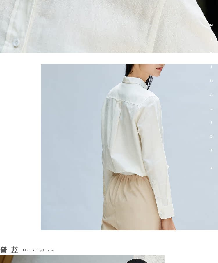 [Tối giản phương Đông] 2018 xuân mới cổ áo sơ mi vuông cổ vuông màu cotton nữ sinh và áo sơ mi dài tay lanh các kiểu áo sơ mi sọc nữ đẹp