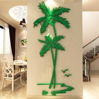 Hainan Island Beautiful Coconut Tree Living Room Dining Room Entrance 3D Crystal Acrylic Stereo Wall Stickers Wall Decoration Stickers