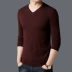 Mùa đông nam trung niên gà cổ áo len tinh khiết áo len dệt kim rắn màu quần áo giữ nhiệt nam Áo len Cashmere