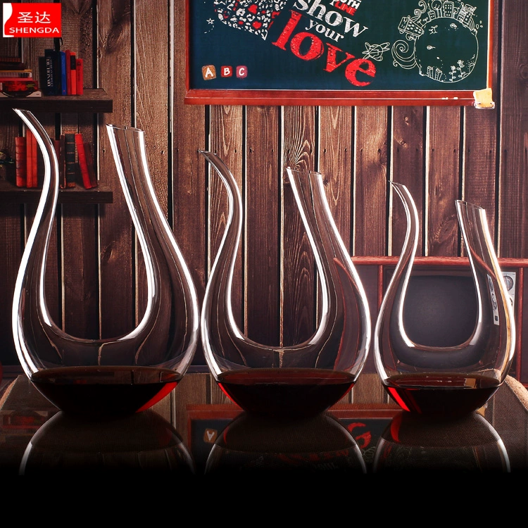 Lead-free pha lê glass wine decanter rượu vang dispenser với xử lý harp hình chữ U thiên nga nồi rượu vang hộp quà tặng bộ ly uống rượu cao cấp