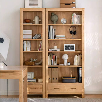 Factory direct sales of all solid wood oak large bookshelf combination bookcase study storage display cabinet