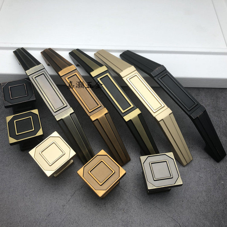 Upscale New Chinese antique coffee ancient matt matte turquoi bronze native gold drawer handle retro cabinet door handle
