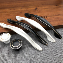 High-end Modern Fuji Porcelain White Porcelain Black Gold Wire Trim Drawer Handle Eurostyle Cabinet Door Handle