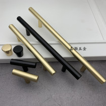 High-end Bright Golden Imitation Bronze Drawer Handle Solid Super Long Aluminum Alloy Material Round Stick Pure Black Cabinet Door Handle