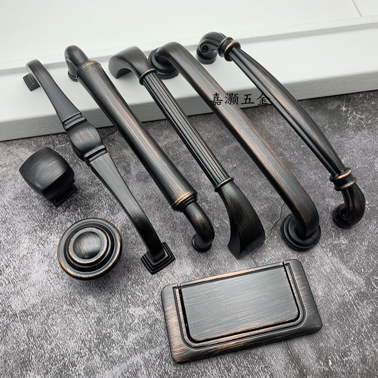 High-end European style antique black red antique bronze color drawer handle American solid retro red gurus cabinet door handle