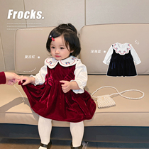 Chen Tai Pig L Mother Girl Child Spanish Velvet Suit Children Silver Fox Suede Horse Chia Dress Warm And Undershirt