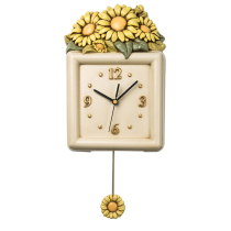 Italian imported wall clock handmade ceramic wall clock creative sunflower decorative wall clock clock clock 23X32cm