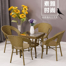 Rattan chair Three-piece outdoor leisure table and chair Balcony small table and chair Tea table combination Teng chair backrest chair Simple and modern