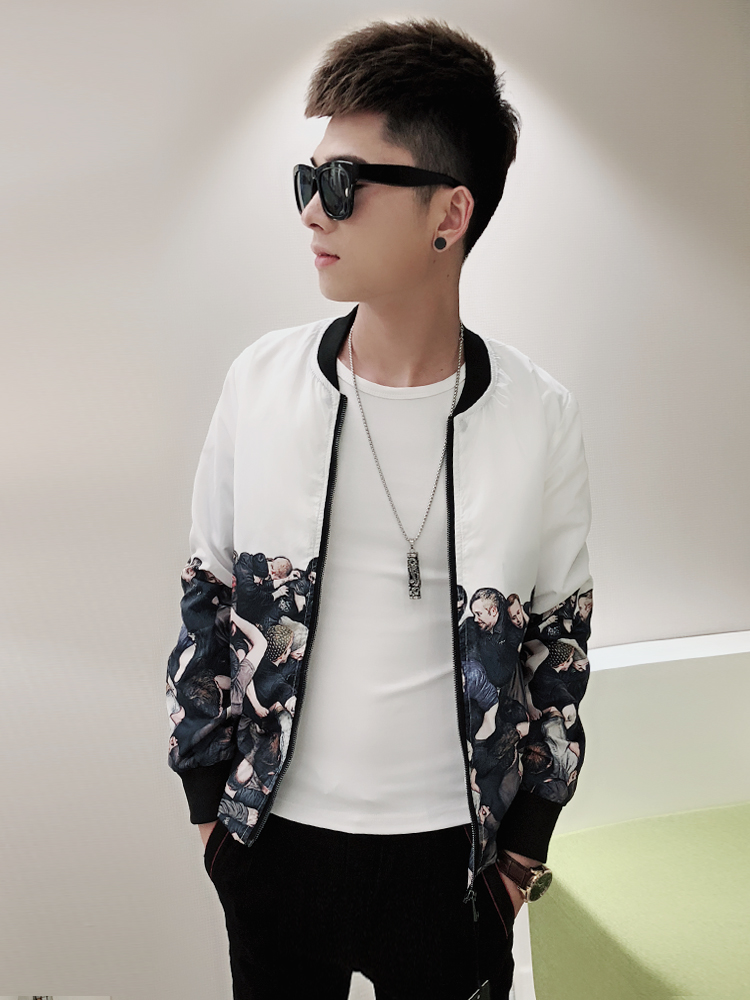 Spirit Little Guy Sashimi Spring Jacket Male Society People White Coats Social Youth Korean Version Trend Personality Jacket