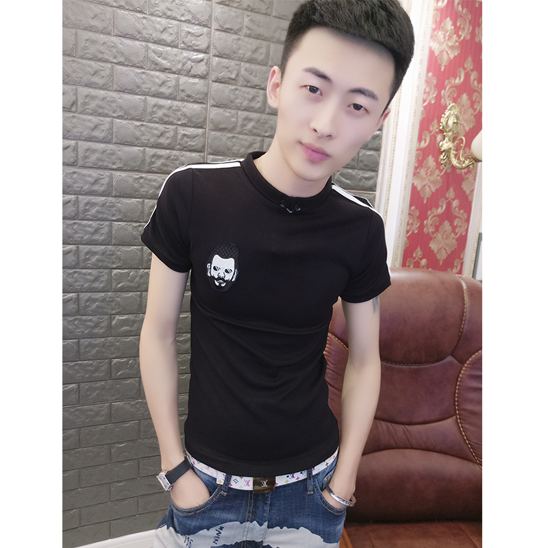 Men's new fashion Korean short sleeve polo shirt social youth half sleeve T-shirt collar slim undershirt lapel tide