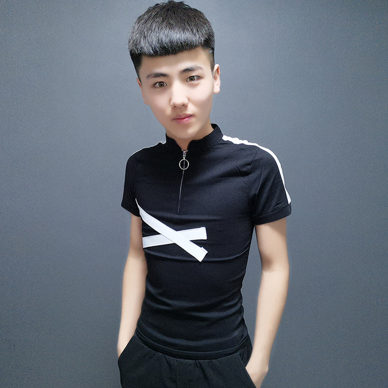 Mentally small group of sweaters with short sleeves Social youth small guys half sleeve blouses quick hand the same men's student short t