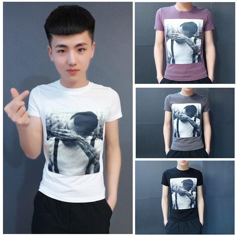 The new half-sleeve Beckham pattern mens T-social spiritual boy summer new half-sleeve Beckham pattern