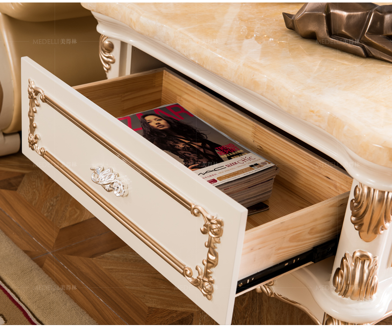 Khu rừng đẹp góc Pháp bàn cà phê nhỏ phòng khách bằng đá cẩm thạch vuông vuông Ghế sofa trắng châu Âu 135 - Bàn trà mẫu bàn ghế phòng khách