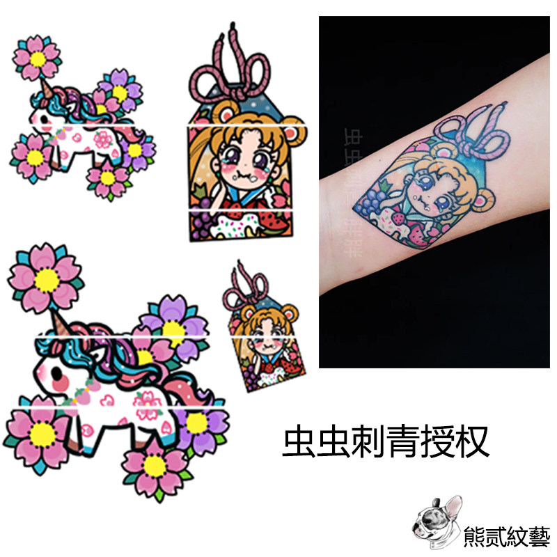 Bug tattoo Unicorn beautiful girl Royal guard card cute arms and legs girl heart sexy tattoo stickers Waterproof