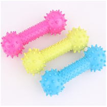 Home pet treasure spot new rubber dumbbell with bell pet dog toy barbell 100g