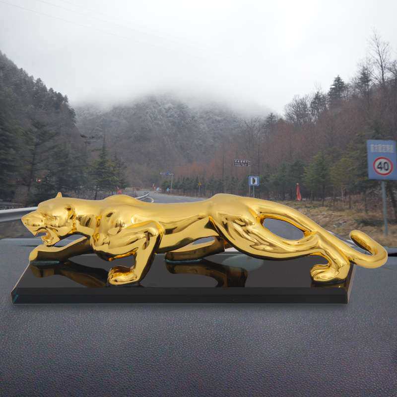 高档车饰金属镶钻金钱豹子汽车摆件车内饰品车载装饰大号车上招财