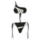 European and American style INS hot girl split sexy one-shoulder see-through mesh bikini black three-point swimsuit summer