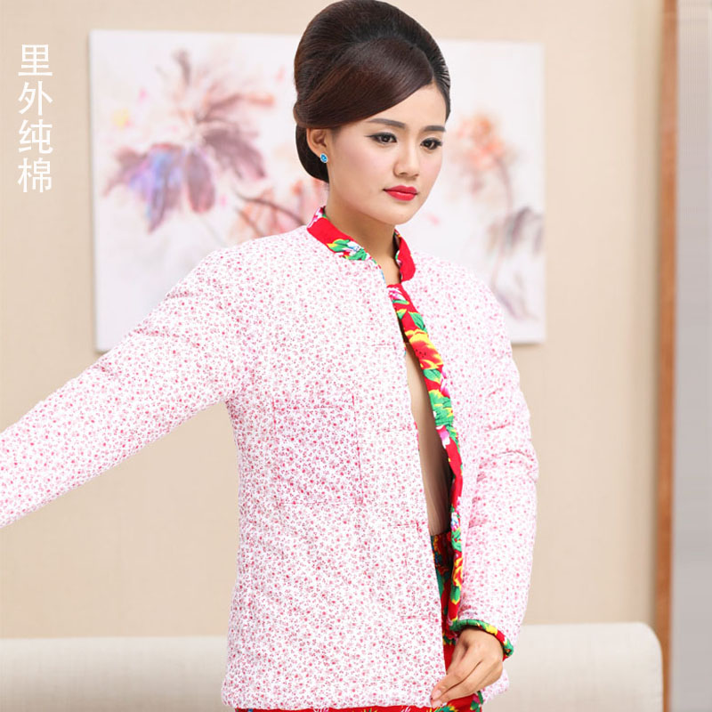 Handmade bông quần áo phụ nữ bông bông len mùa thu và mùa đông dày ấm vải cotton Đông Bắc lớn vải hoa gió quốc gia váy cưới