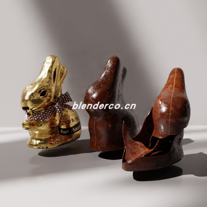 blender巧克力复活节兔子模型_blender布的94