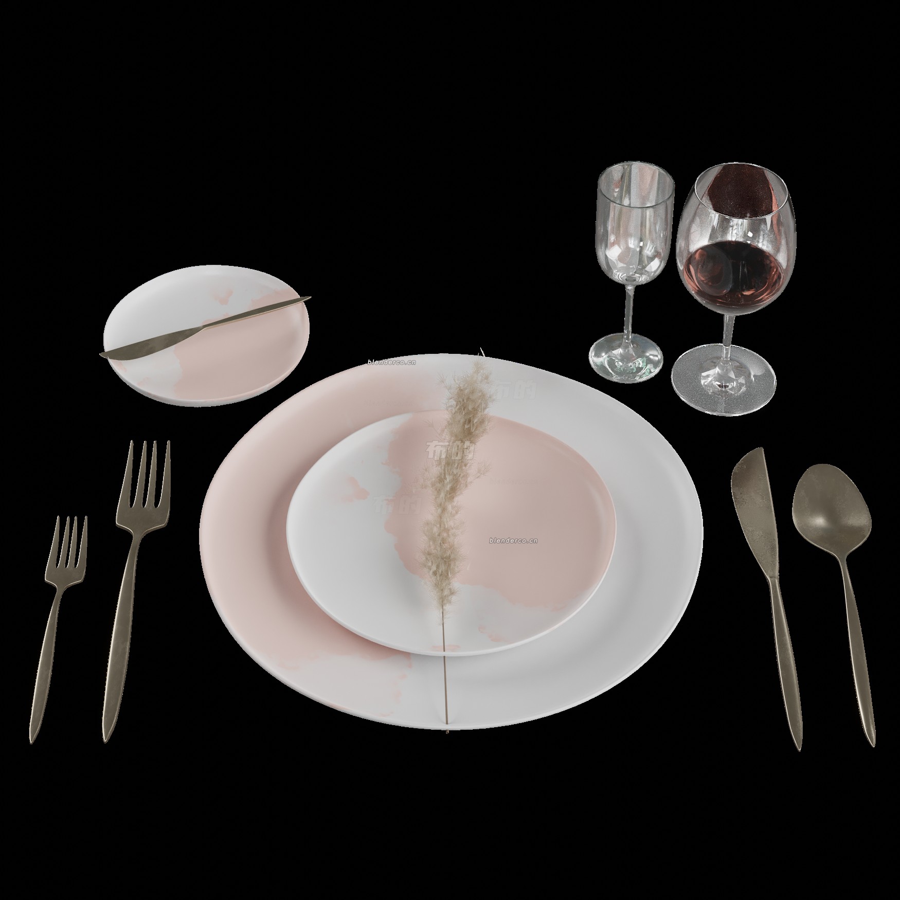 blender餐具模型_blender布的18