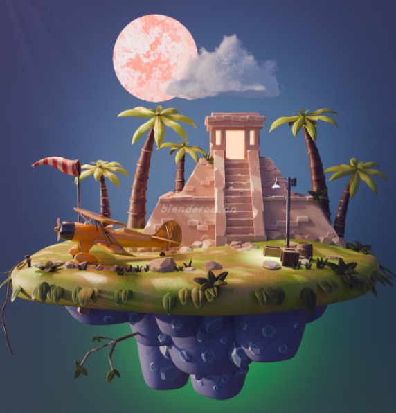 blender中的浮动岛屿