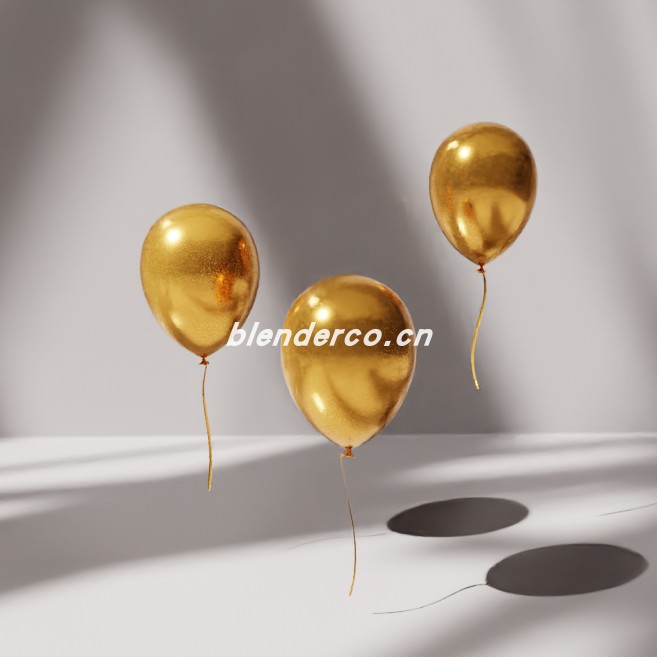 blender金色气球模型_blender布的159