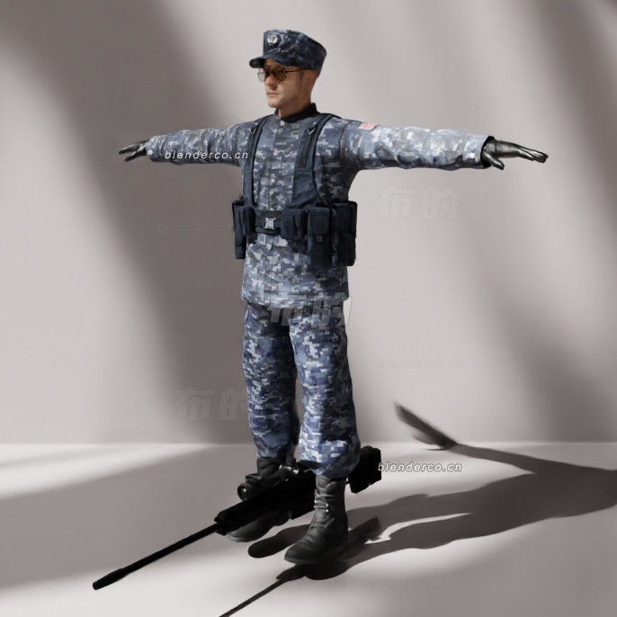 blender海军水手军人角色模型_blender布的07