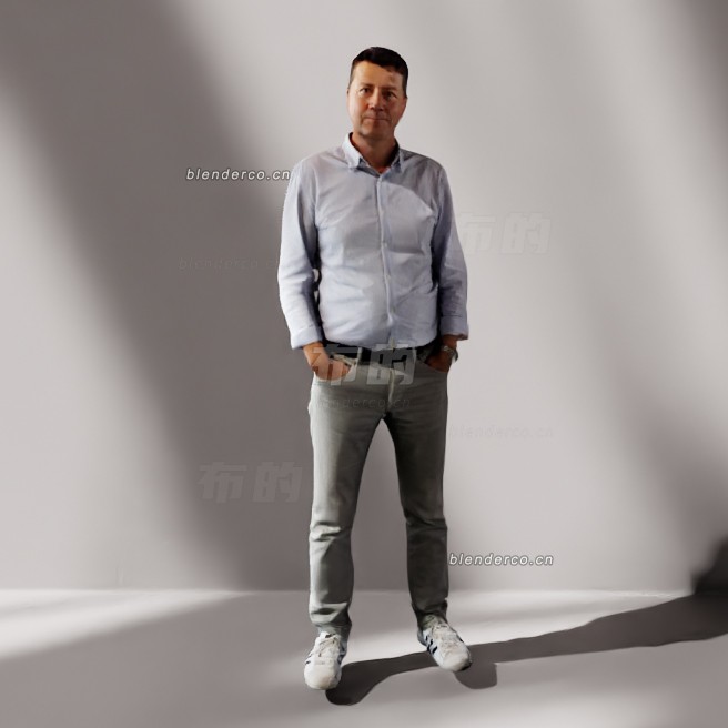 blender站立的年轻男子模型_blender布的03
