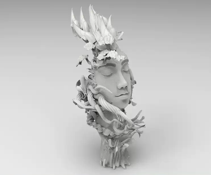 C4D FBX STL OBJ SU Blender创意破碎人脸抽象艺术雕像塑像3D模型