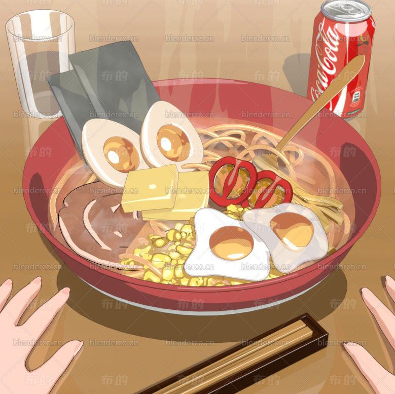 三渲二面食模型-blender布的59