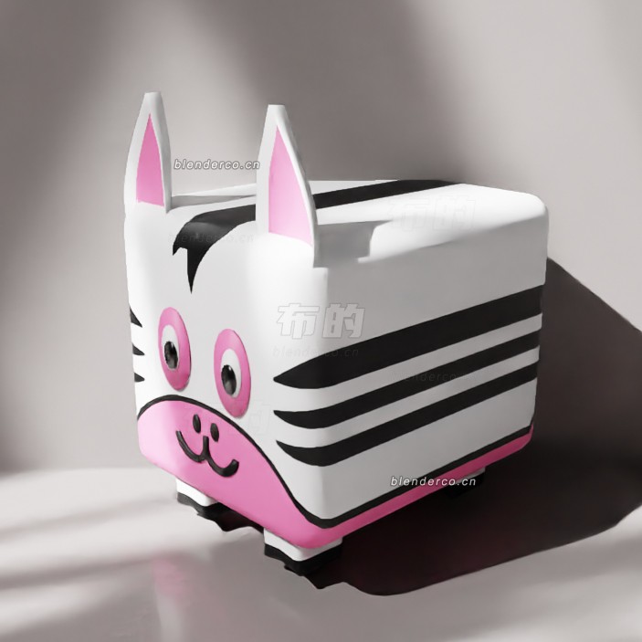 blender粉色斑马立方体模型_blender布的92