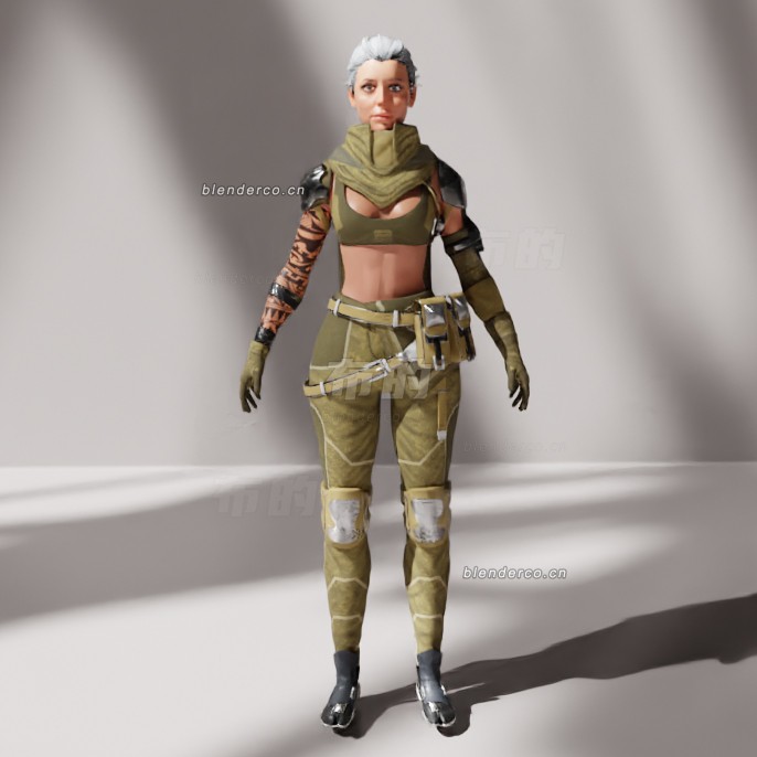 blender女士兵装备模型_blender布的06