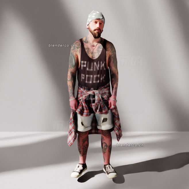 blender朋克摇滚男人模型_blender布的94