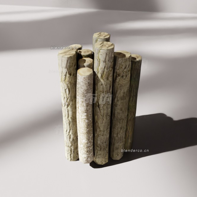 blender一捆木头模型_blender布的23