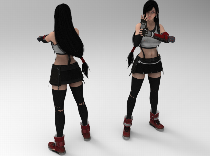 C4D游戏动漫人物FBX女性角色OBJ战斗服饰Blender素材UE设计3D文件-cg男孩