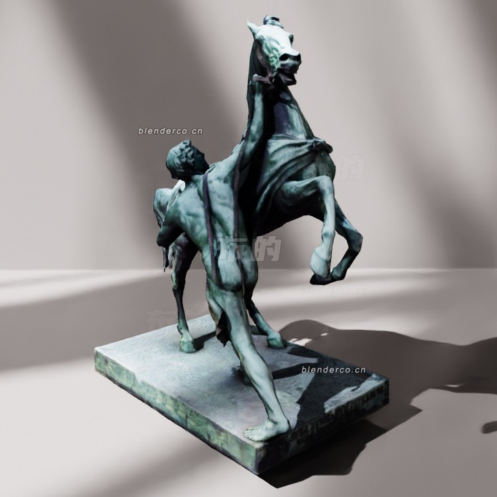 blender人与马驯兽师雕像模型_blender布的06