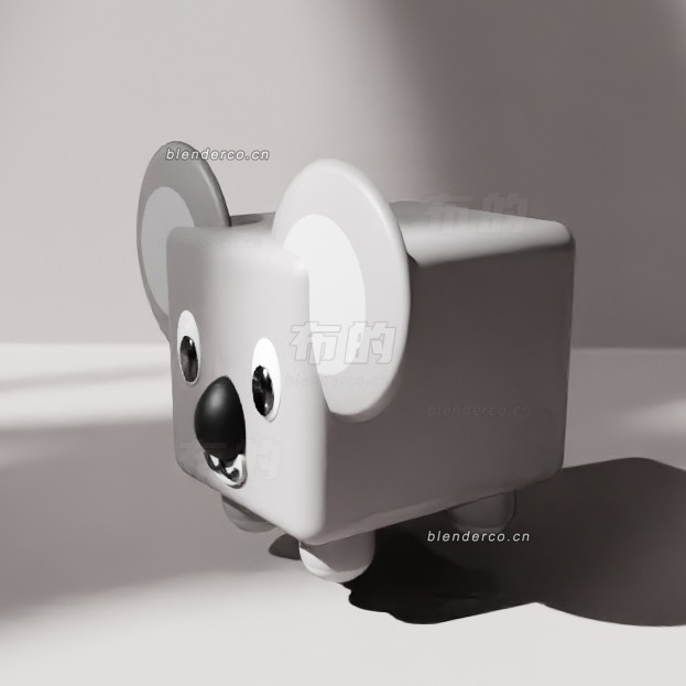 blender灰色考拉立方体模型_blender布的82
