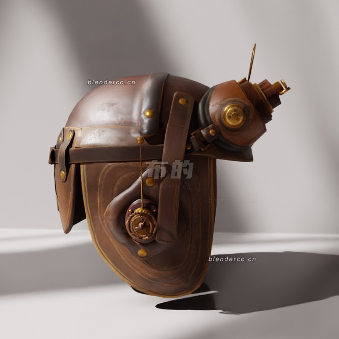 blender蒸汽朋克头盔带护目镜模型_blender布的35