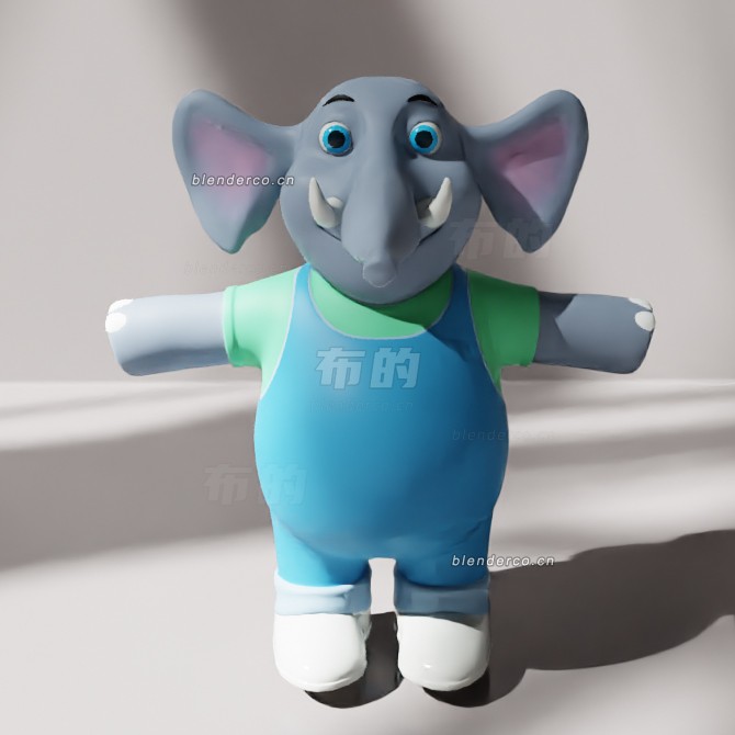blender卡通大象模型_blender布的47
