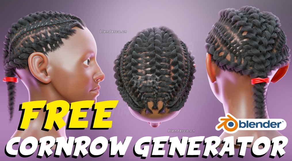 Blender – 程序化脏辫毛发生器 DefoQ – Procedural Cornrow Hair Generator + 使用教程