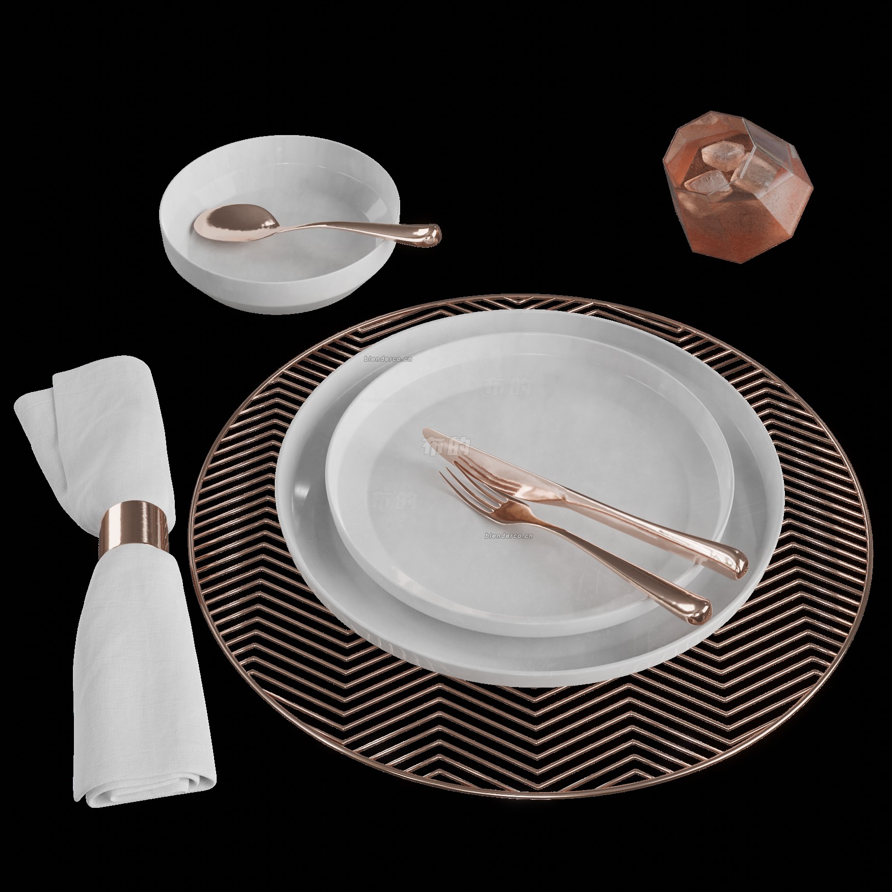 blender餐具模型_blender布的14
